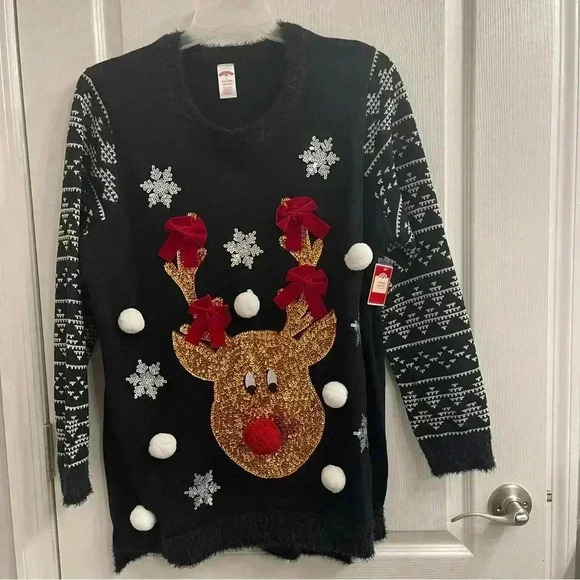 Rudolph the Red-Nosed Reindeer Christmas Sweater - Picture 1 of 11